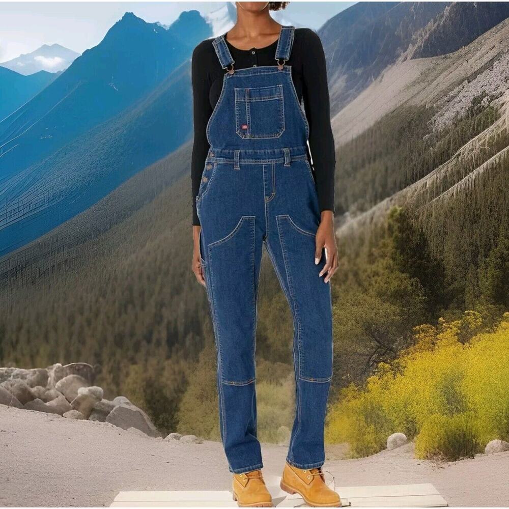 NWT! Dickies womens Denim Double Front Bib Overalls Size 2XL